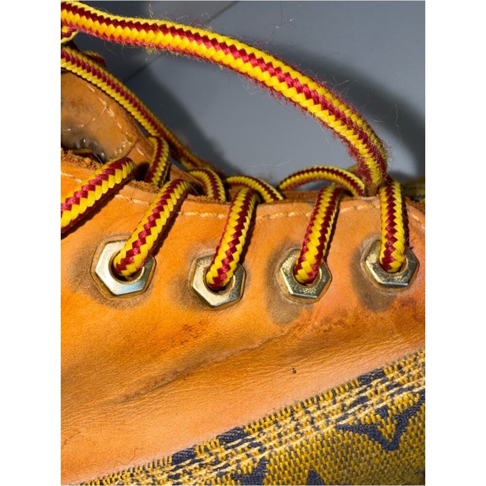 TIMBERLAND monogram collab leather high rise lace up streetwear boots 8M - Picture 6 of 9